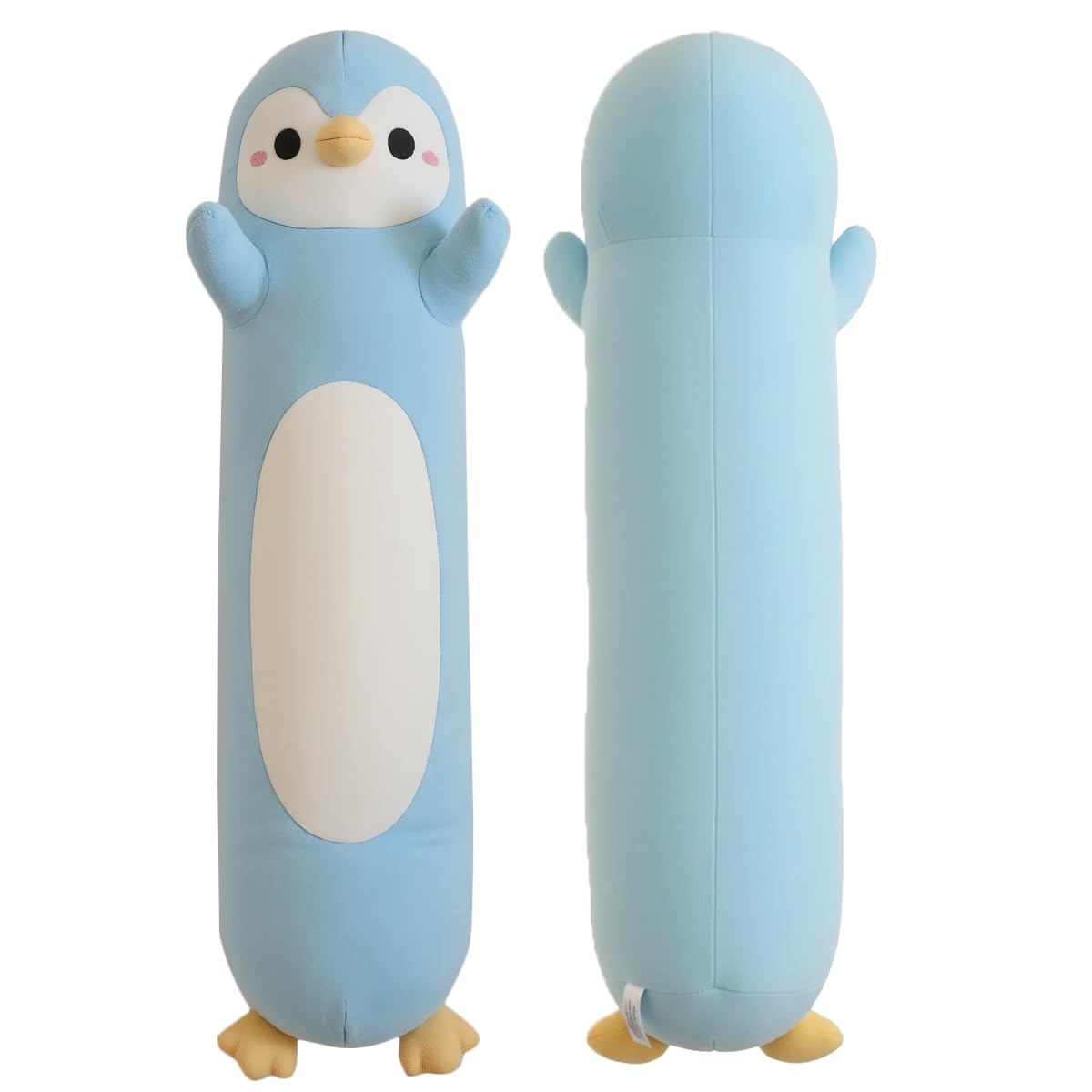 Pinguino, morbido peluche lungo pinguino da abbracciare, grande cuscino per bambini, regalo di compleanno per ragazzi e ragazze (blu chiaro, 110 cm)