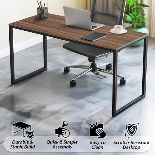 Image of SHW Mission 48-Inch Home Office Computer Desk, Walnut