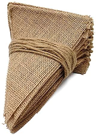 Guirnalda Banderas,13 Piezas Bandera de Arpillera,Banderines para Fiesta de Cumpleaños,Banderines para Boda,Bandera Triangular,Banderines en Blanco para Decoración de Fiestas,Banderín de Lino Cover