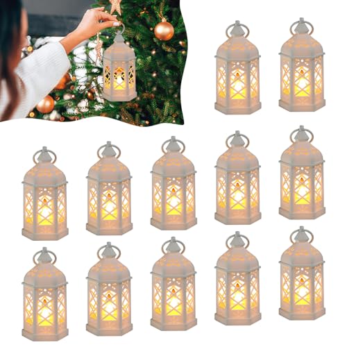 Paquete de 12 luces LED electrónicas sin llama que funcionan con pilas, pequeñas luces para decoración del hogar, funciona con pilas, decorativas