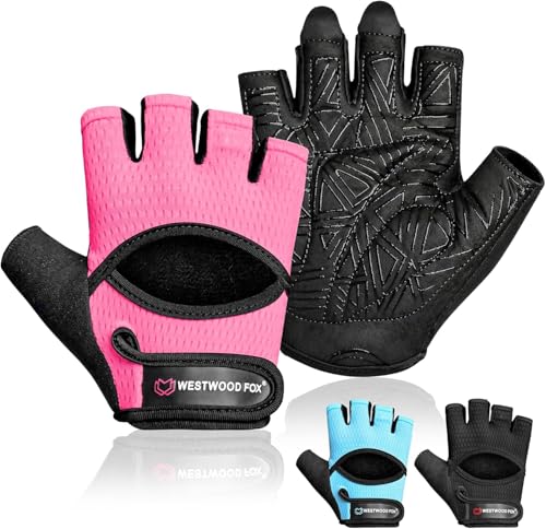 WESTWOOD FOX Guantes de gimnasio para hombres y mujeres, guantes ventilados para levantamiento de pesas, fitness, ciclismo y entrenamiento con acolchado grueso, protección completa de la palma, agarre