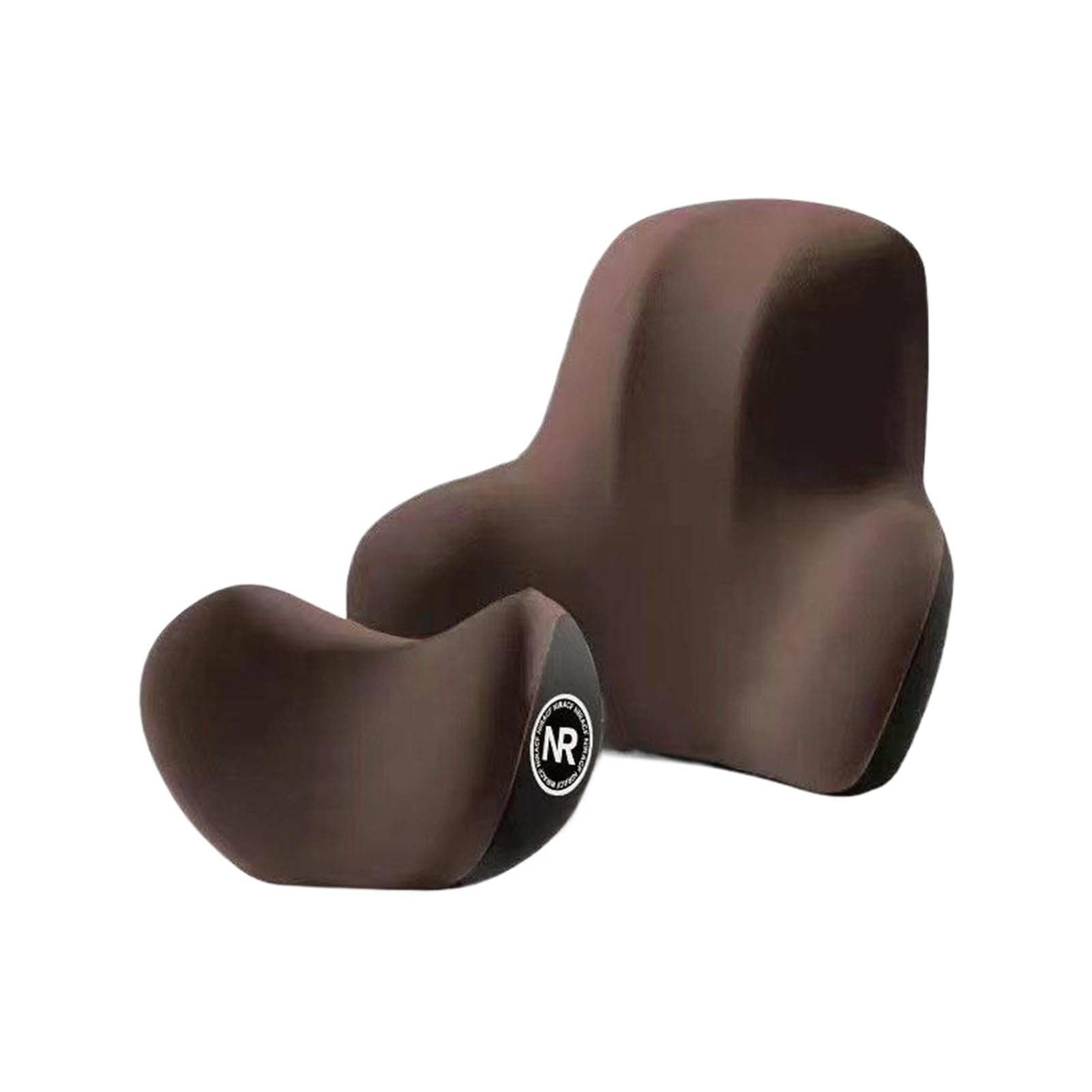 KIXZSAZ Car Headrest Lumbar Support Pillow Set With Premium Memory Foam Core For Comfort And Pain Relief Providing Three-point Support For Head And Lower, Coffee