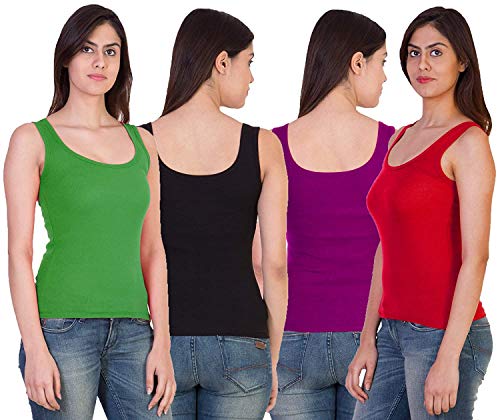 Image of Pack of 4 Premium Tank Top Vest Top Camisole Sando Spaghetti Inner Wear Camis for Women,Girls