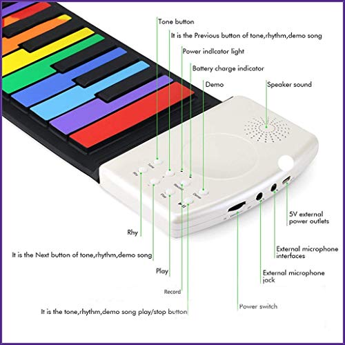 HMTOHL Roll Up Piano 49 Touches Silicone Portable Pliable coloré Doux Clavier électronique Piano Arc-en-Ciel clé… - Les Beatles, Paul McCartney, John Lennon, RIngo Starr, George Harrison HMTOHL Roll Up Piano 49 Touches Silicone Portable Pliable coloré Doux Clavier électronique Piano Arc-en-Ciel clé… – Image 4