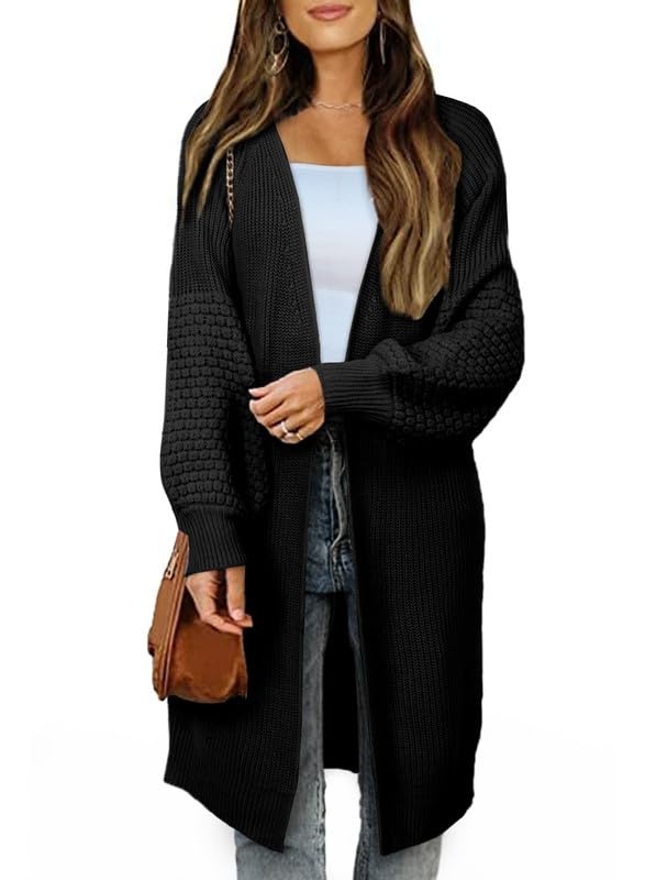 Image of Dokotoo Women's 2026 Fashion Casual Open Front Long Sleeve Chunky Cable Knit Cardigans Sweaters Outerwear Coats