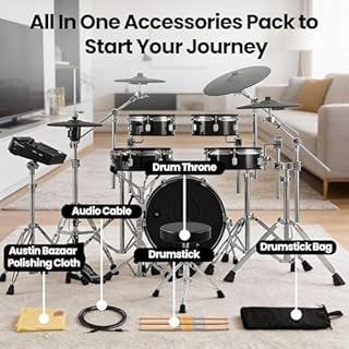 Roland VAD316 V-Drums Acoustic Design Electronic Drum Kit Bundle with Drum Throne, Audio Cable, Drumsticks, Drumstick Bag, and Austin Bazaar Polishing Cloth
