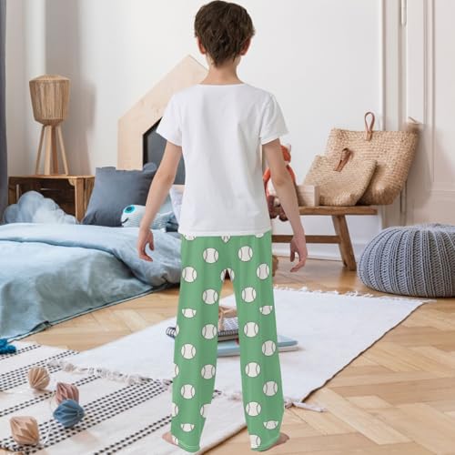 Boy's Pants Cute Baseball Jogger Pants Elastic Waist Long Bottoms Trousers with Pockets 6-14 Years3