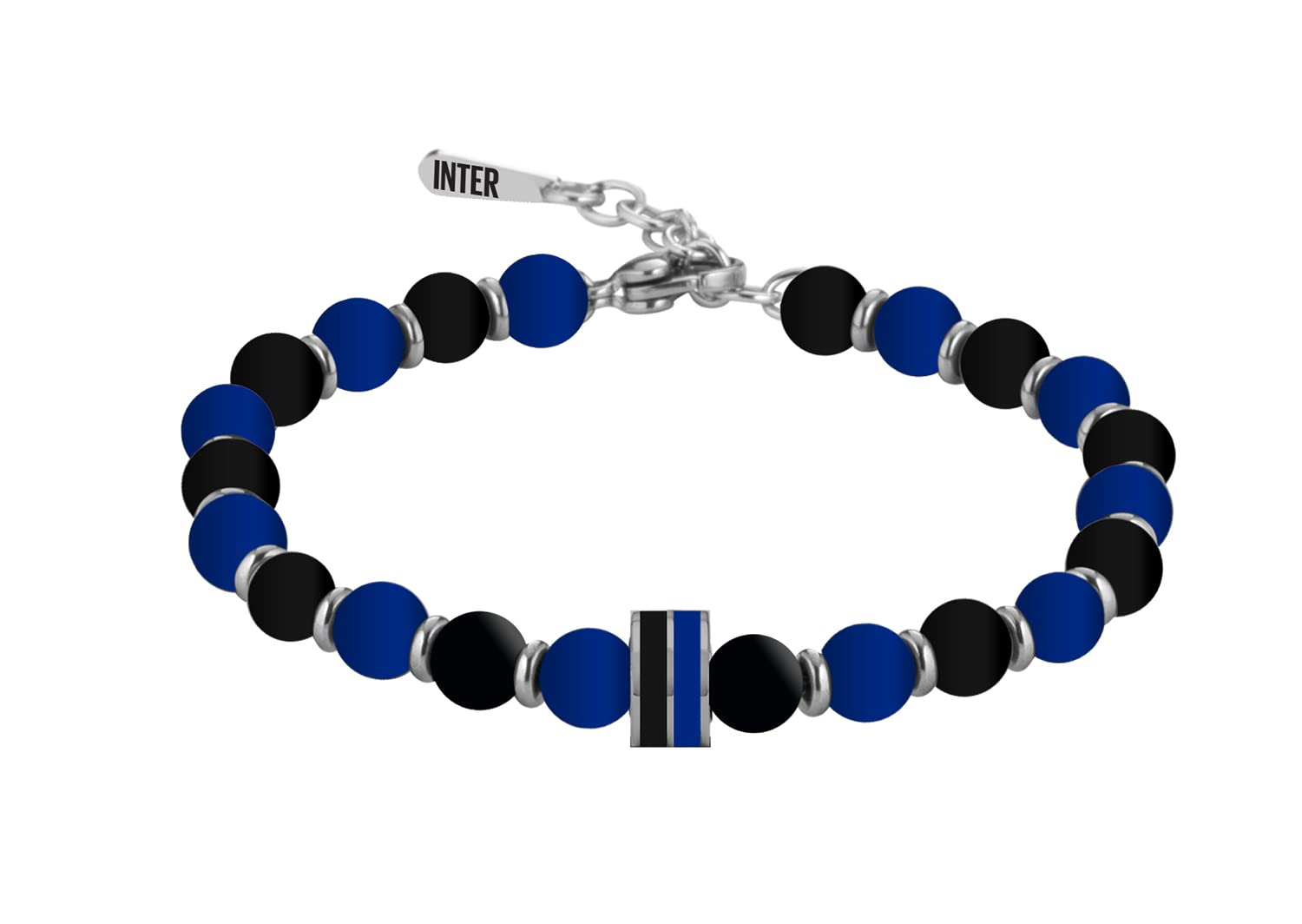 Inter Unisex-​Adult Bracciale, Nero Blu Acciaio, Taglia Unica
