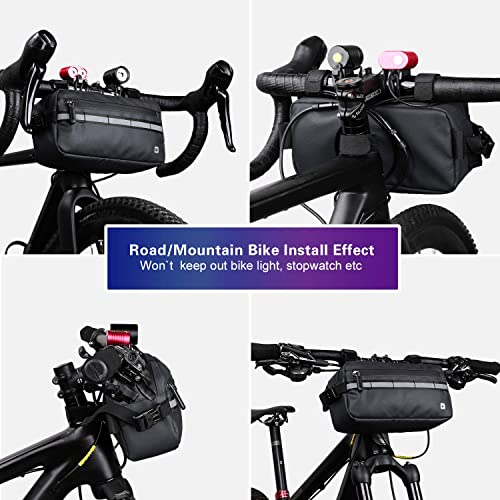 Rhinowalk Bike Bag, Bike Handlebar Bag, Waterproofbike Basket Bicycle Front Bag Shoulder Bag Waist Bag For Sport Bicycle Professional Cycling Accessorie-Black #TOP7