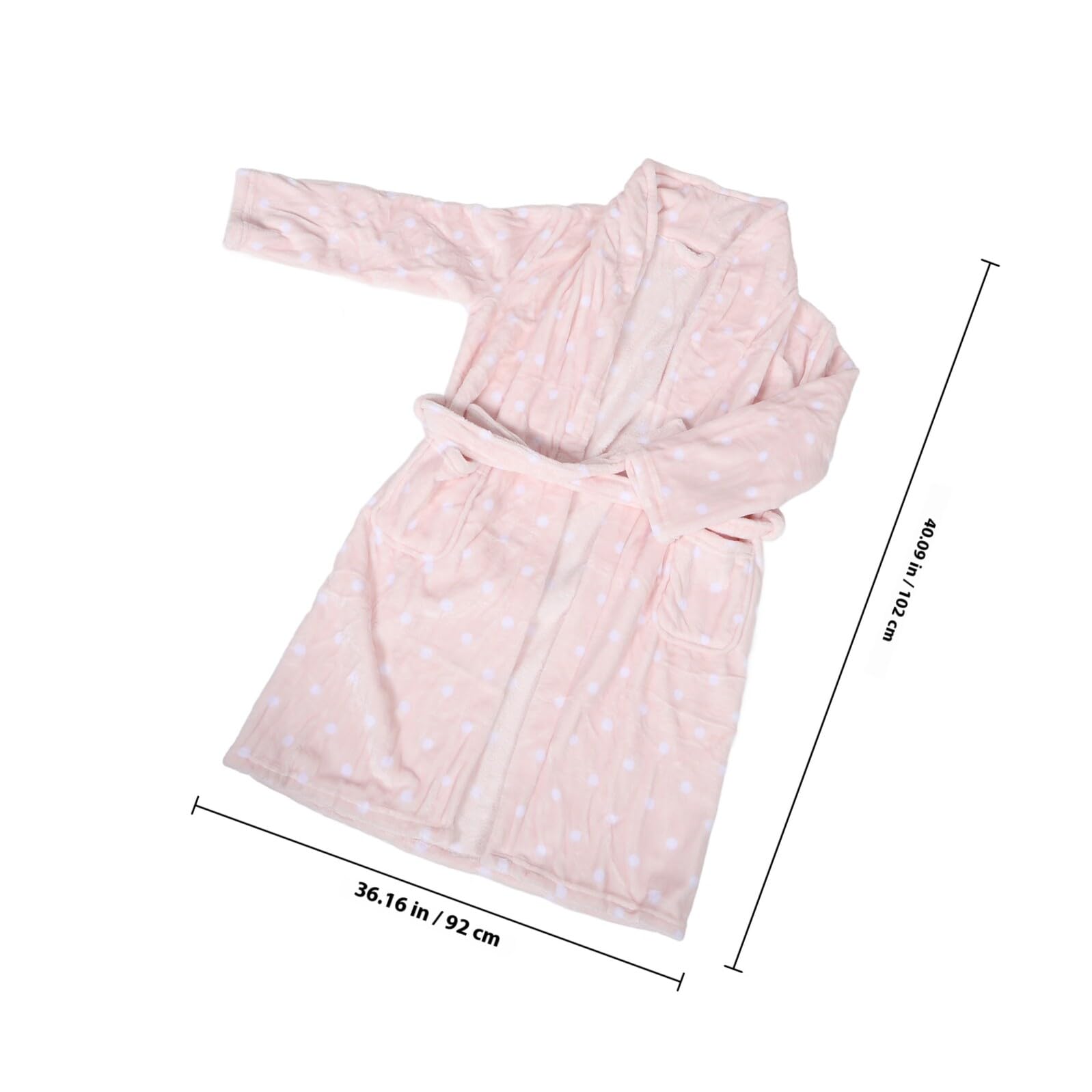 KOMBIUDA Albornoz de Franela para Mujer con Manga Larga Diseño y Puntos Adorables Cálido y Resistente para Después Ducha y Uso Otoño Invierno