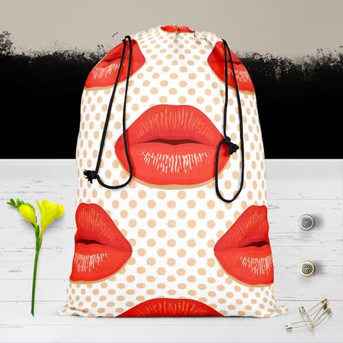 Image of ArtzFolio Red Lips | Reusable Sack Bag | Bag for Gym, Storage, Vegetable & Travel
