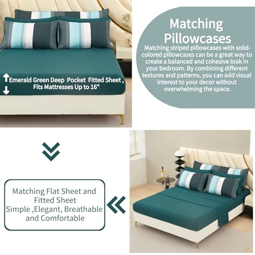 Ropa de cama verde esmeralda de microfibra suave para evitar el sudor nocturno 6