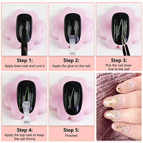 12 Box 3D Gold Silver Line Nail Decals, Line Nail Art Decoration Strip Line Set Kit,DIY Manicure Net Strips Design Nail Art Decoration - Thumbnail 5