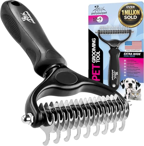 Pat Your Pet Deshedding Dog Brush For Shedding Cat Brushes For Indoor Cats Double-Sided Cat Brush Deshedding & Grooming Tool For Long Haired And Short Haired Dogs Skin-Friendly