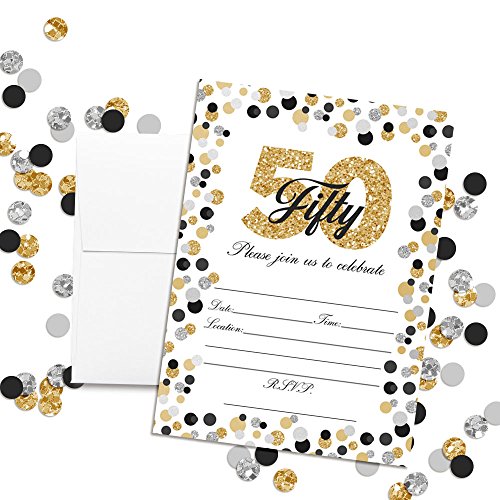 Confetti Polka Dot 50Th Birthday Party Invitations, 20 5"X7" Fill In Cards With Twenty White Envelopes By Amandacreation #TOP2