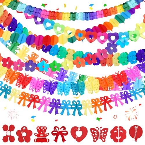Guirnalda de Papel Multicolor 3 m Set de 8 Guirnaldas de Papel