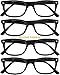Success Eyewear Reading Glasses Set of 4 Black Quality Readers Spring Hinge Glasses for Reading for Men and Women +2