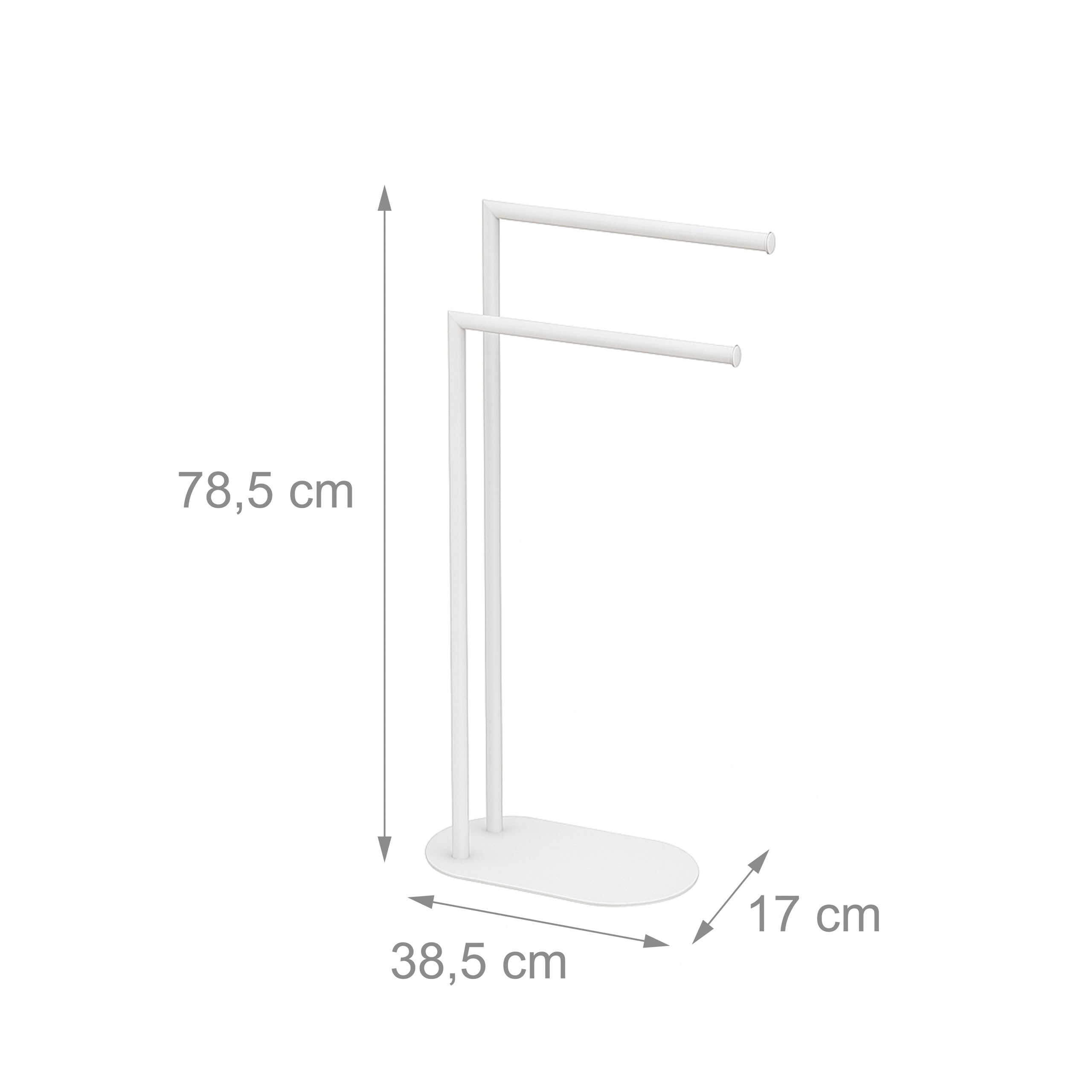 Toallero Relaxdays, HxBxT: 78,5 x 38,5 x 17 cm, Metal, 2 Barras Ajustables, toallero de pie, Blanco