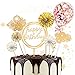 Cake Topper, 8 Piezas Toppers de Pastel Torta Toppers Cumpleaños Toppers Happy Birthday Topper Toppers para Tartas, para fiestas de bebés, cumpleaños infantiles (Dorado)