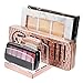 mDesign Plastic Makeup Organizer for Bathroom Countertops, Vanities, Cabinets: Cosmetics Storage Solution for - Eyeshadow Palettes, Contour Kits - 5 Sections - Lumiere Collection - Clear/Rose Gold