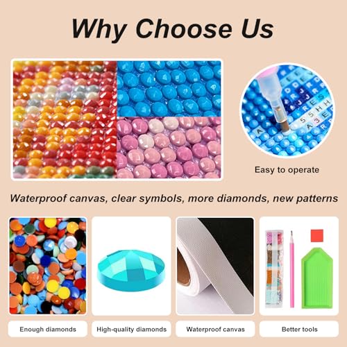 Stalente Diamond Painting Kits for Adults, 10 Pack 5D Diamond Art Kits for Beginners Round Full Drill Diamond Painting for Home Wall Decoration Gift 12×16inch, Animal