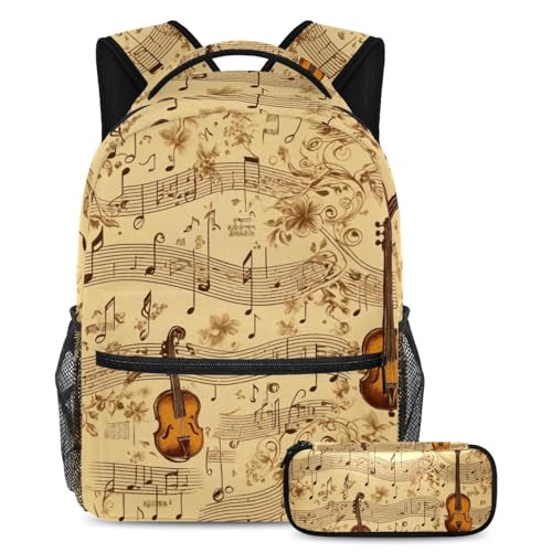 Sac à dos notes de musique vintage grand volume contre le désordre