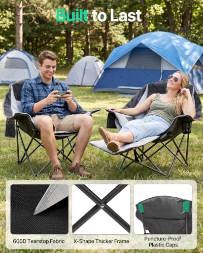HOPERAN Silla de Camping Sobredimensionada con Reposapiés, Capacidad 500 lbs, Silla Acolchada para Jardín miniatura 6