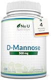 D-Mannose 500mg - 120 Vegane Tabletten - 4 Monatsvorrat - Hochwirksame D-Mannose Ergänzung - Nu U Nutrition