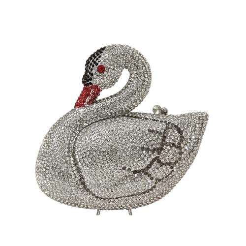 Image of Elegant Swan Evening Purse Animal Crystal Clutch Women Minaudiere Handbag Party Luxury Rhinestone Bag | Animal Crystal