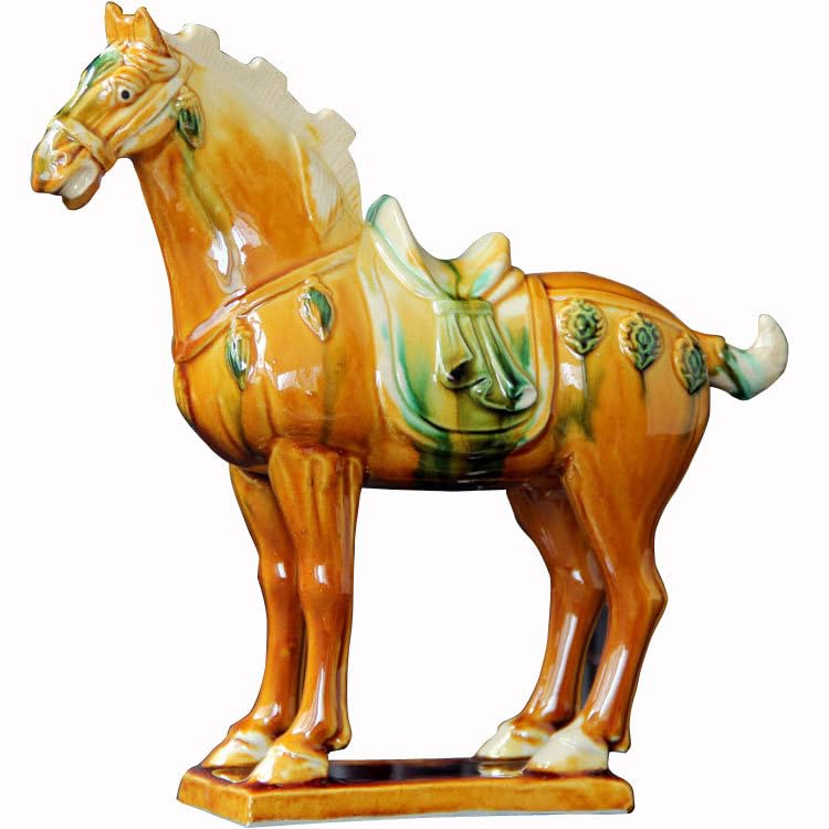 NIBHZ Decoración Oriental, Caballo de Porcelana, réplica Antigua de la dinastía Tang en China Horse, cerámica Tricolor (sancai), Estatua, Escultura, figurita,A