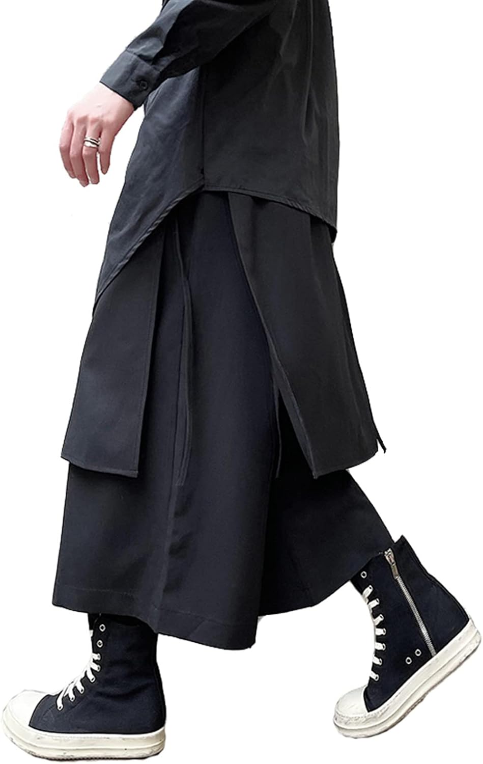 AITFINEISM Men's Casual Skirt Pants Loose Wide Leg Harem Pant Japanese Harajuku Kimono Trousers - Image 4