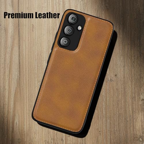 Image of Leather Case for Samsung Galaxy A14 Premium Protective Stylish Slim Cover with Shockproof Raised Edges Brown