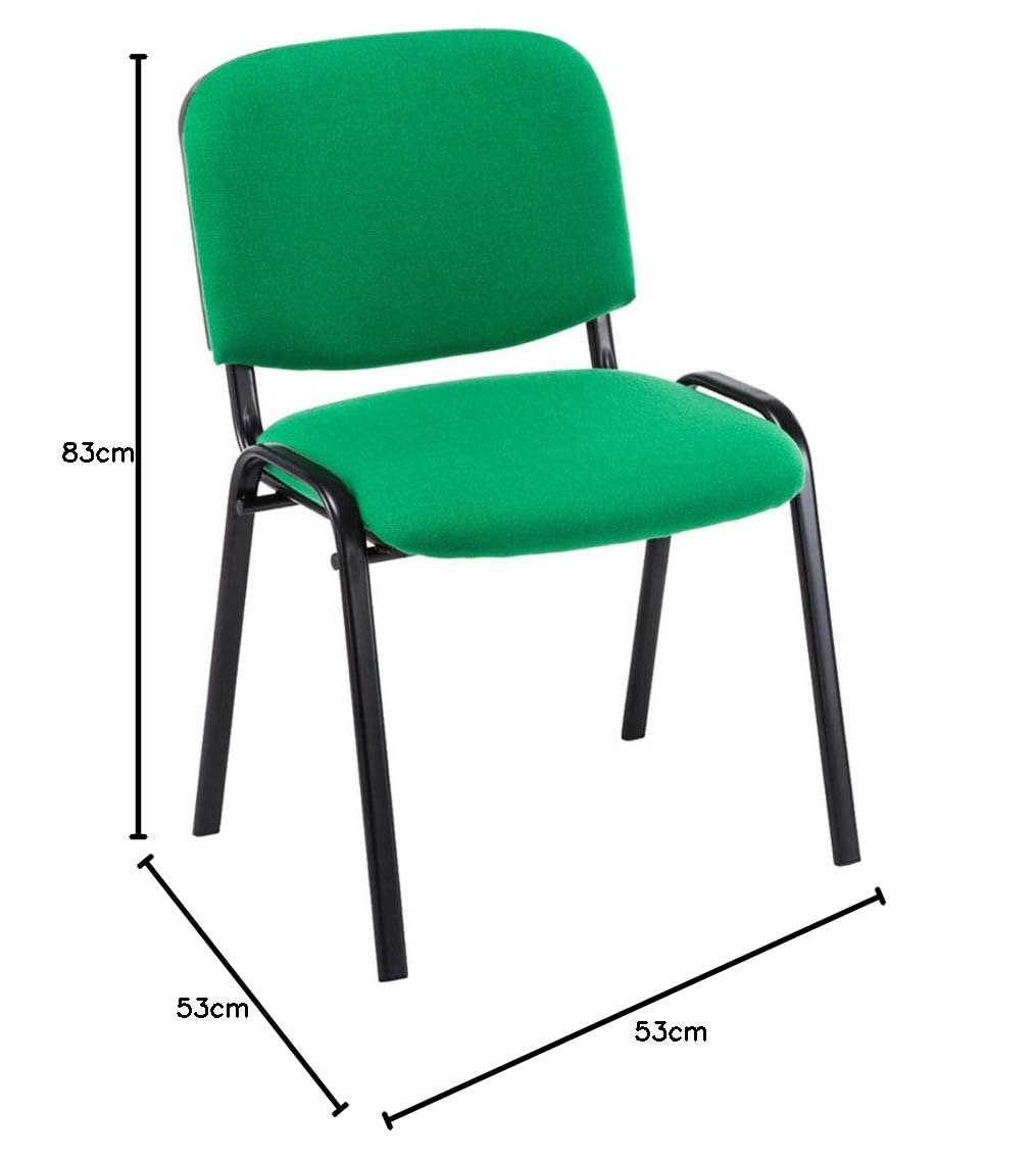 CLP Lot De 6 Chaises Visiteur Empilables Ken en Tissu I Chaises De Salle D'Attente avec Assise Et Dossier Rembourré I Pieds en Métal, Couleur:Vert