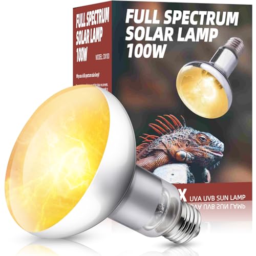 DXOPHIEX 100W Reptile Heat Lamp Bulb Full Spectrum UVA UVB Sun Lamp Basking Light for Bearded Dragon Mercury Vapor Bulb for Reptiles and Amphibians