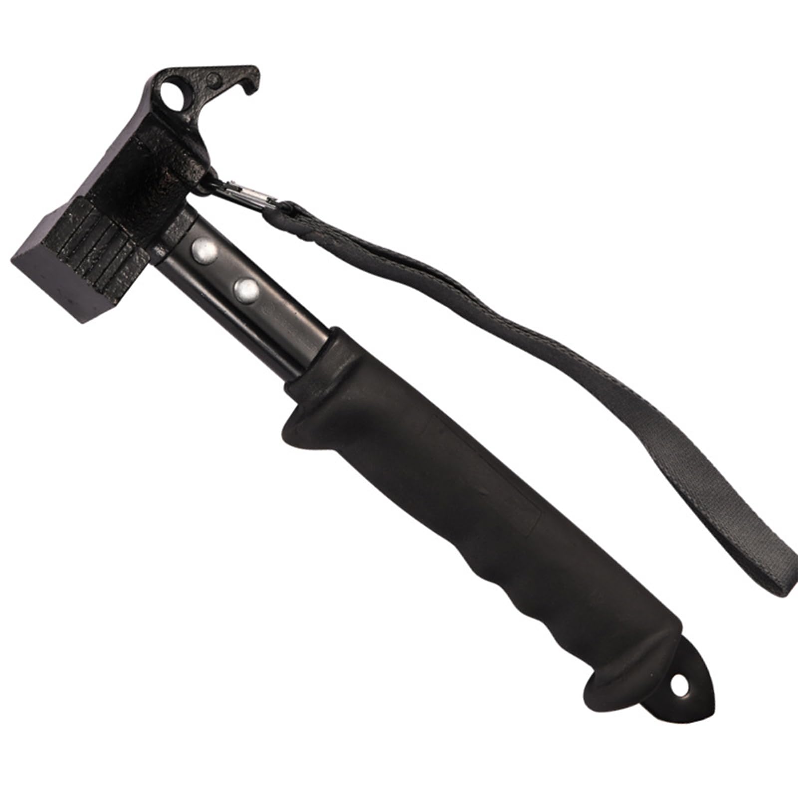 Démonteur de Pieu Lourd Multifonctionnel pour le Camping - Marteau de Tente avec Sangle de Fixation (Black)