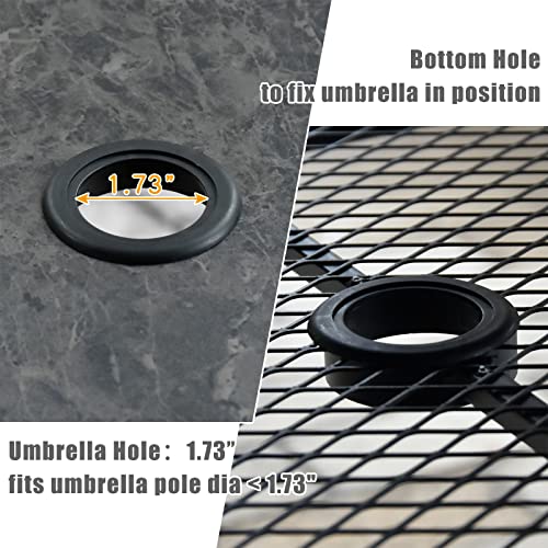 Edmaxwell Patio Dining Table 60"X 37" Rectangular Outdoor Metal Table For 6 Large Furniture Tables Bistro Table Wood Like And Marbling Table Top With 1.73” Umbrella Hole For Garden Backyard Poolside #TOP5