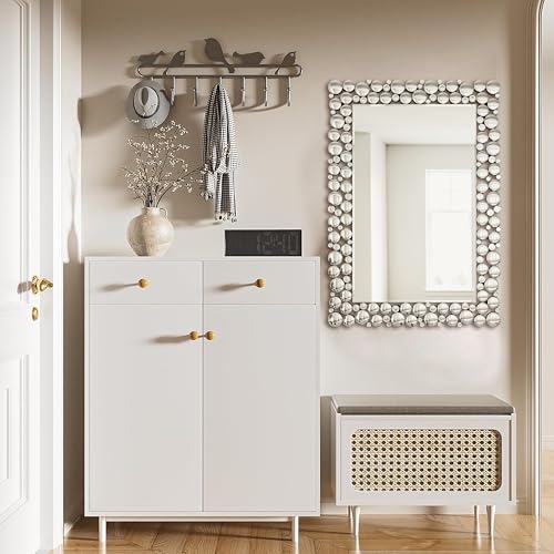 KOHROS Luxury Diamond Bathroom Mirror for Wall 40"x28" Rectangle Wall Mirror Elegant Decorative Mirror Home Decor for Fireplace Bedroom Living Room Entryway Horizontal or Vertical Hanging by KOHROS - Image 5