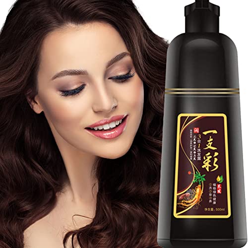 Natural Hair Dye Shampoo for Gray Hair, Instant Hair Color Shampoo for Men & Women,Long Lasting Black Hair Shampoo 500ML - Safe & Easy to Use (Chestnut Brown)