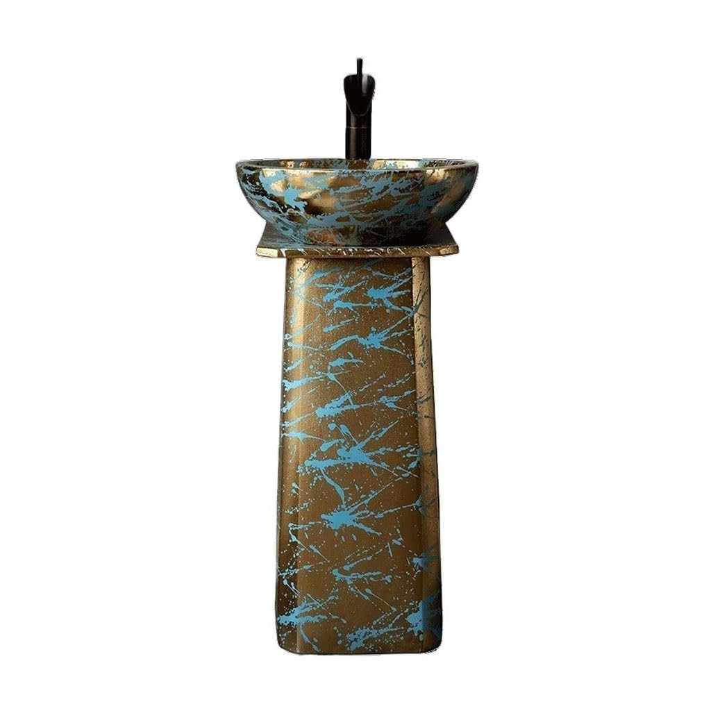 ENGENDER Pedestal Sink Household Splash-ink Column Washbasin Art Vertical Basin Balcony Ceramic