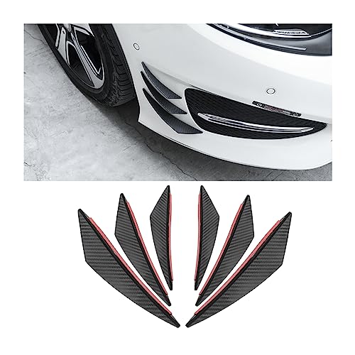 JNNJ 6 Piezas Aletas De Parachoques Delantero Universal PVC, Protector Aleta Canard Divisor Difusor Valence Spoiler Labio (Carbono)