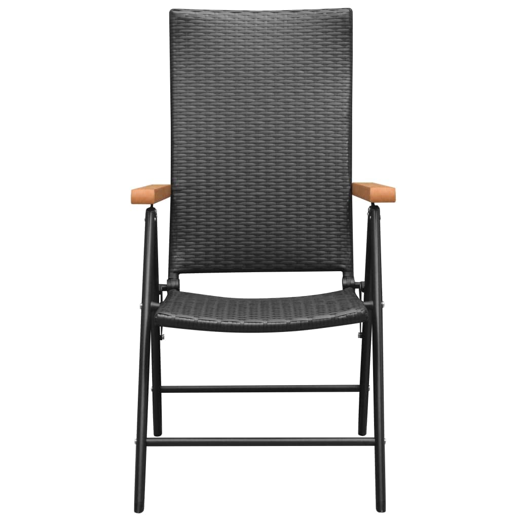 Juego de comedor industrial de 3 piezas, muebles de exterior negros y marrones con sillas reclinables ajustables y mesa superior de cristal, hechos de ratán de polietileno duradero y aluminio 7