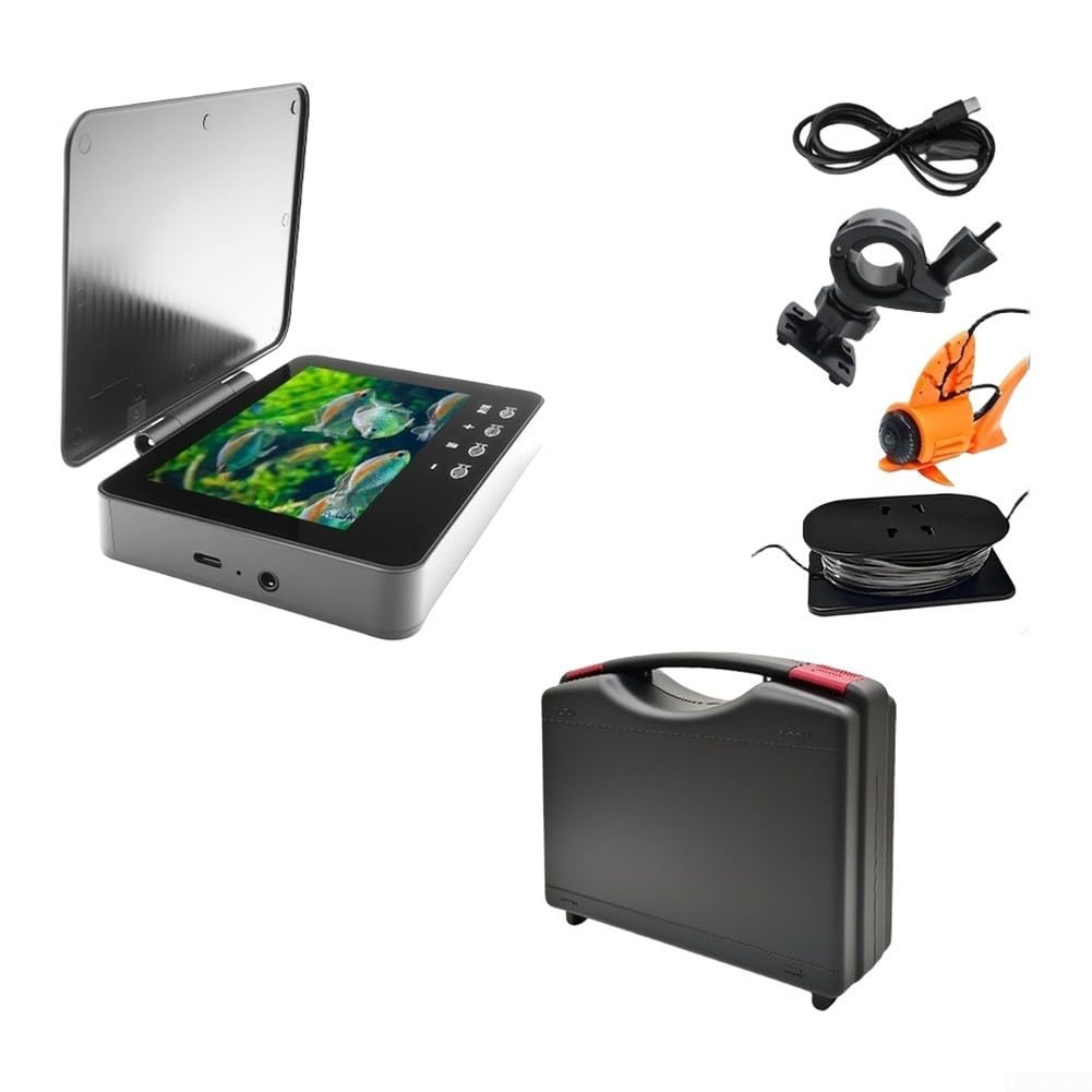 Telecamera subacquea per pesca subacquea con touchscreen da 4,3", per barca e pesca, sensore di profondità fino a 73 m, batteria 5000 mAh