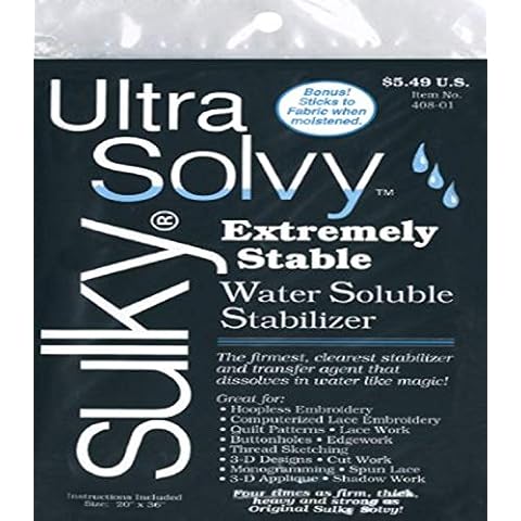 Sulky 19 1/2 x 36-inch Heavy Weight Ultra Solvy Water Soluble Stabilizer Cover