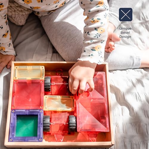 Connetix Rainbow Motion Pack — 24-Piece Magnetic Tiles with Car Bases — view 4