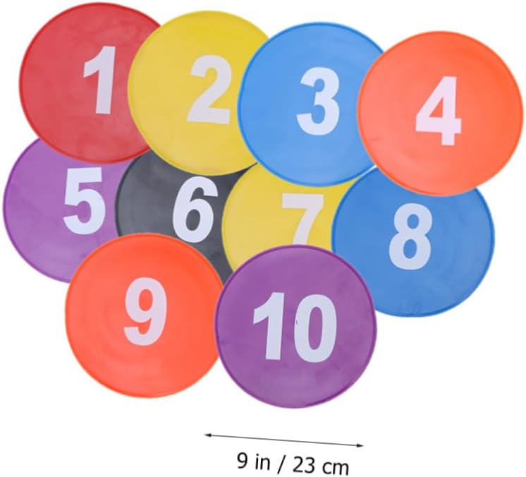 GLEAVI Portable Light Weight Volleyball Court Markers 11pcs Set Flat Spot Markers for Training Random Color