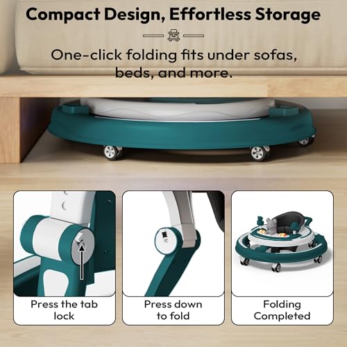 Image of StarAndDaisy 360 Baby Walker 9+ Months / 7 Level Height Adjustment Walker for Kids Boy and Girl with Switchable Food & Musical Toy Tray /Premium Baby Activity Walker - Blue