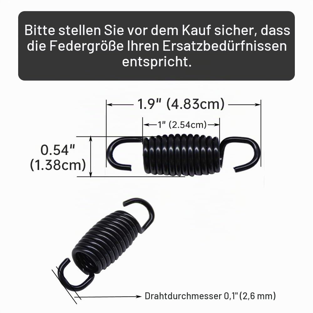Yoogu (8 Stück) 4,8 cm Gesamtlänge 3,5 cm Spulenkörperlängen, Möbelmechanismus, Spannfedern, Ersatz für Liege, Sofa, Bett, Schwarz (12 Drehungen)