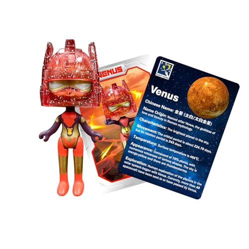 Image of PLENTY MORE HelmeTeam Glitters Venus-Action Figure with Transparent Glitter Helmet, Collectable Venus ID Card, Suitable for 6+ Kids, Safe Plastic Toy Fostering Planetary Knowledge & Creative Play