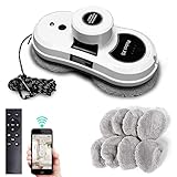 Sophinique Fensterputzroboter X5 Automatischem Fensterscheiben Reinigung, Glasputzroboter Bluetooth App mit Fernbedienung & Sicherheitsseil (mit 12 Stück Lappen)
