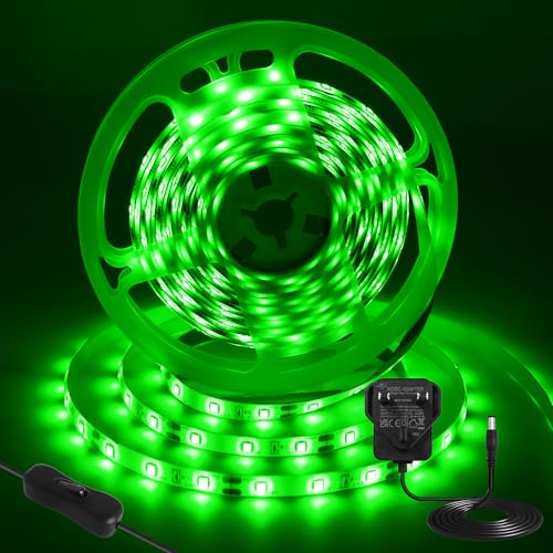 iNextStation Green LED Strip Light, 16ft/5M 2835 SMD 300 LEDs 12V Flexible Cuttable Waterproof LED Tape for Bedroom Kitchen Cabinet Wardrobe TV